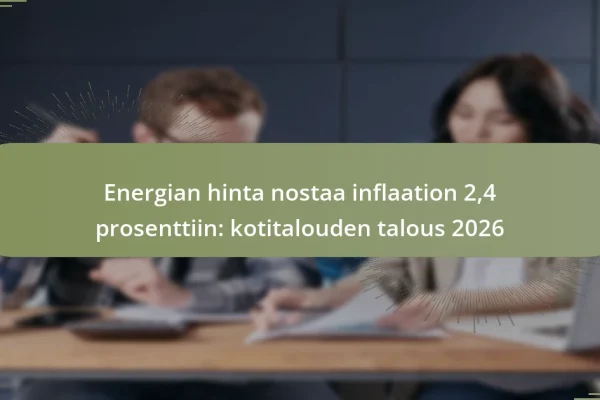 Energian hinta nostaa inflaation 2,4 prosenttiin: kotitalouden talous 2026