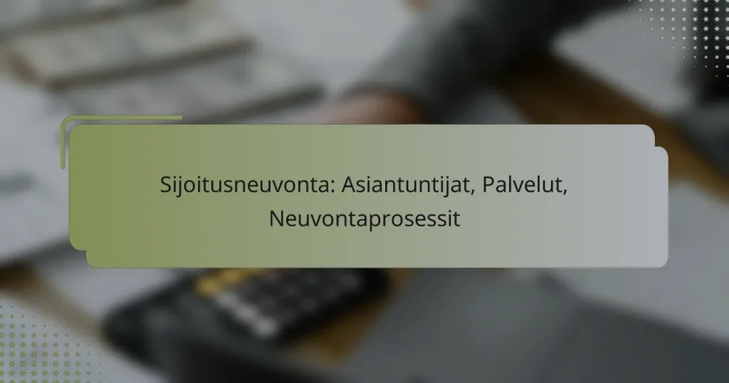 Sijoitusneuvonta: Asiantuntijat, Palvelut, Neuvontaprosessit