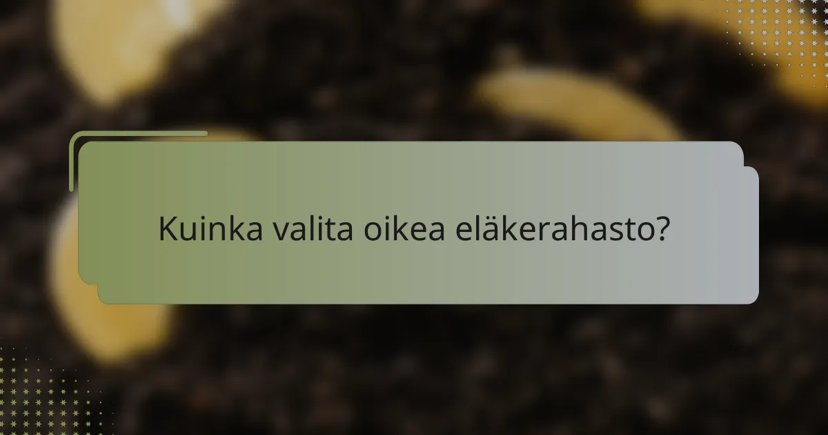 Kuinka valita oikea eläkerahasto?